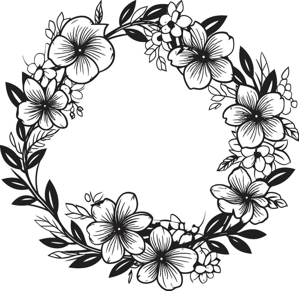 Elegant Wedding Wreath Artistic Vector Design Graceful Floral Ring Black Wreath Emblem