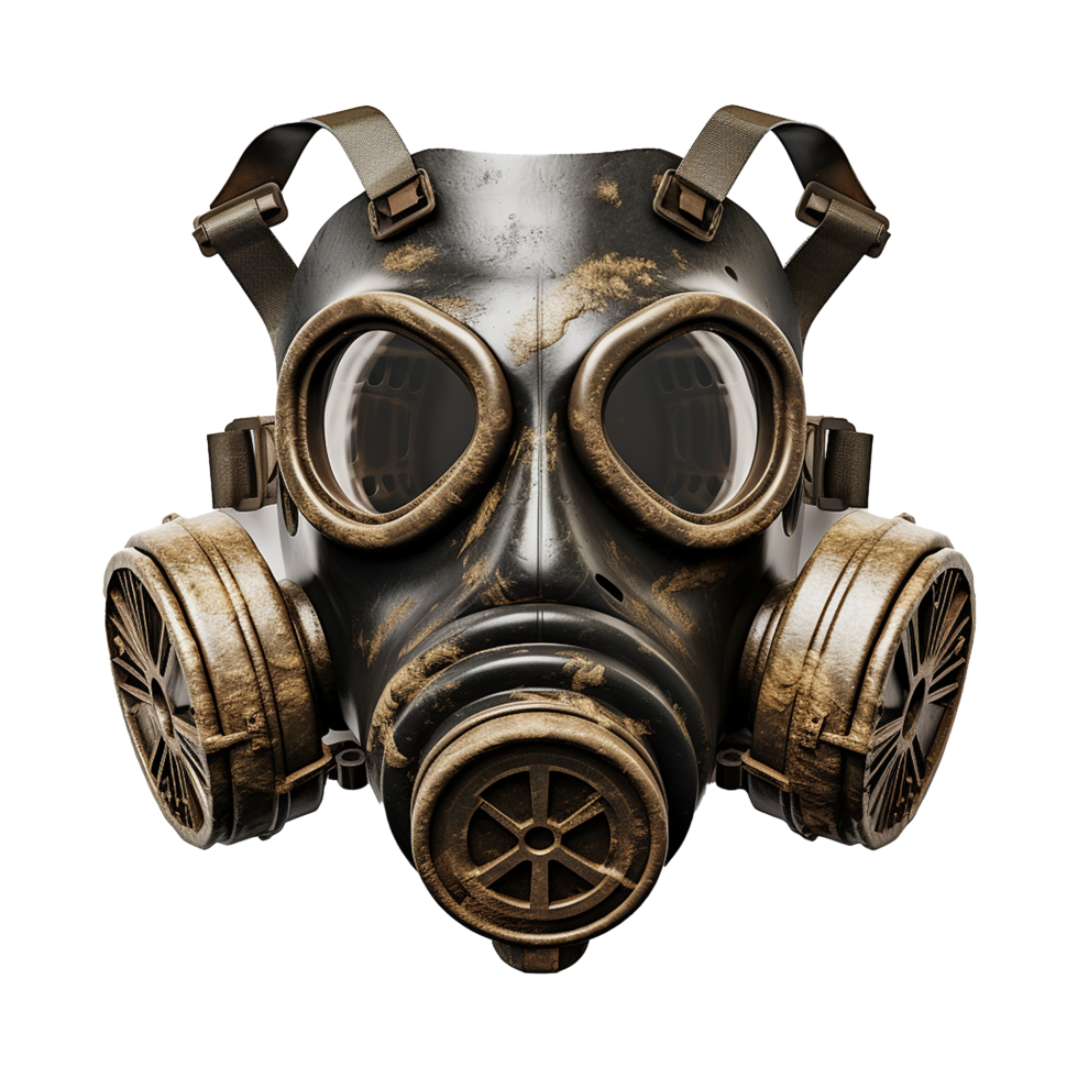 AI generated Gas mask up close isolated on transparent background png