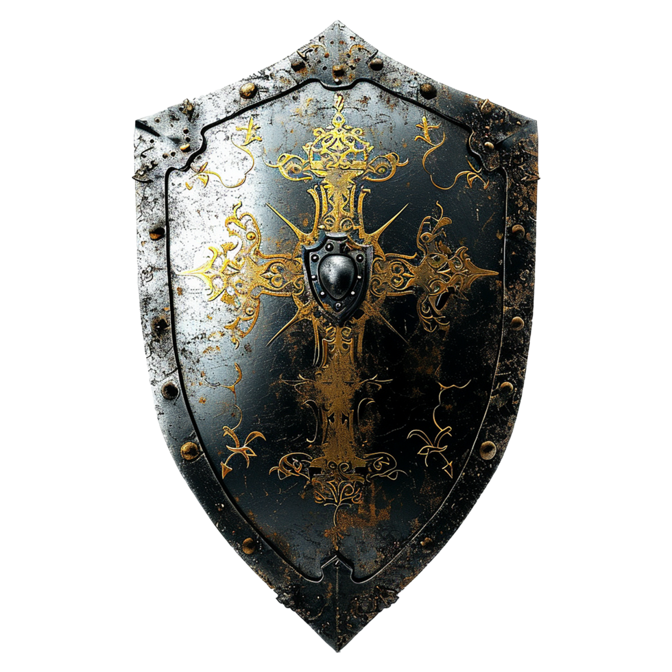 AI generated Knight shield isolated on transparent background png