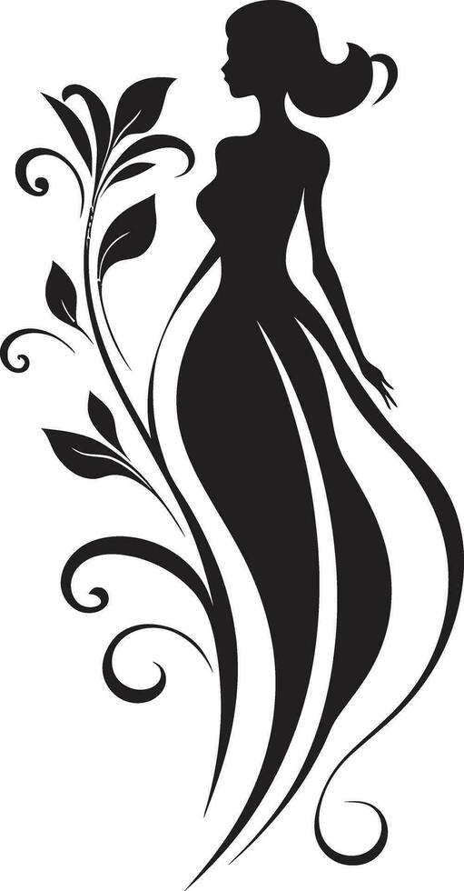 resumen flora fusión negro artístico cuerpo emblema elegante flora conjunto negro vector mujer silueta emblema