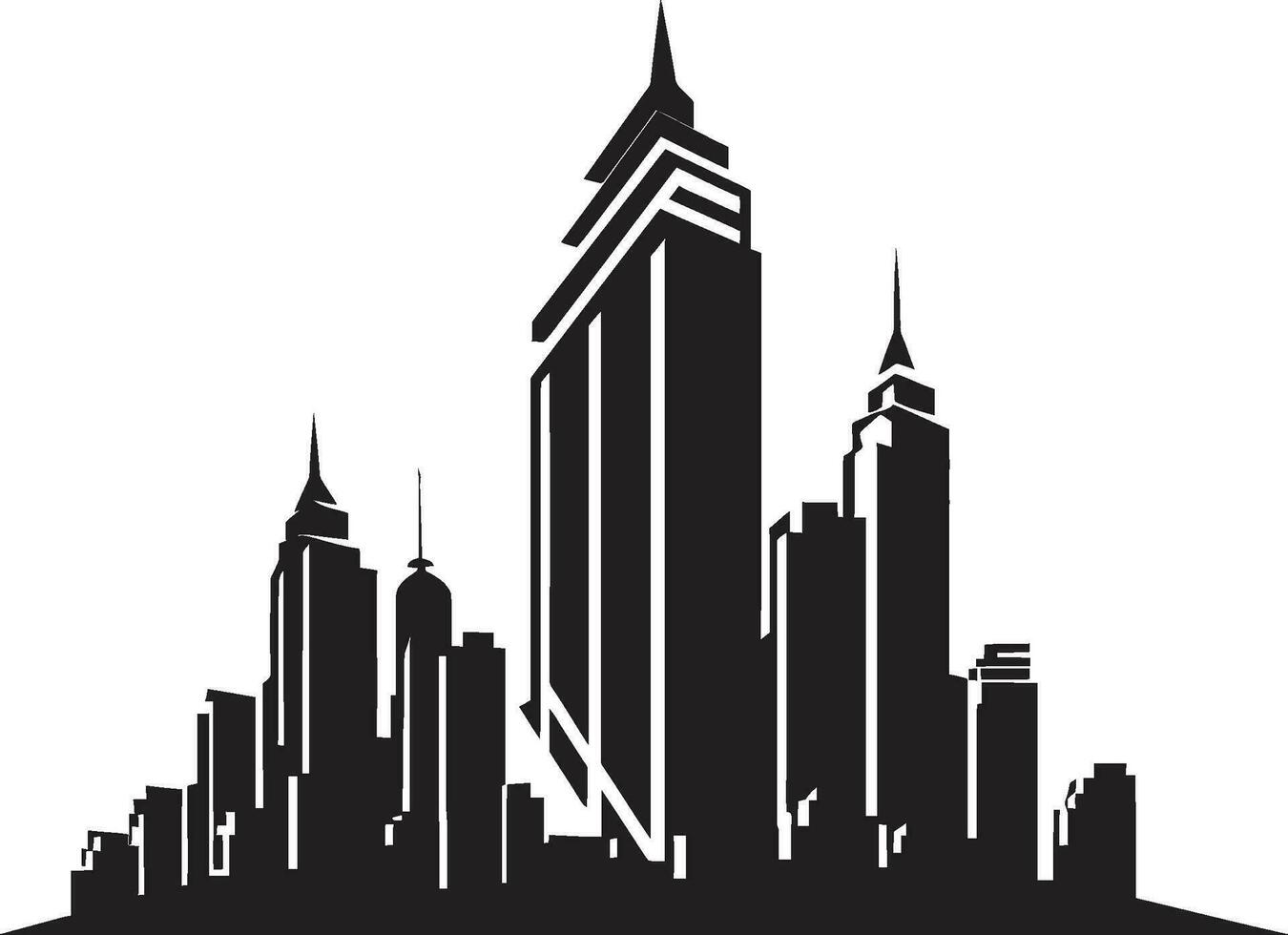 Skyline Multifloor Design Urban Building in Vector Logo Metropolitan Cityscape Sketch Multifloor Vector Logo Icon