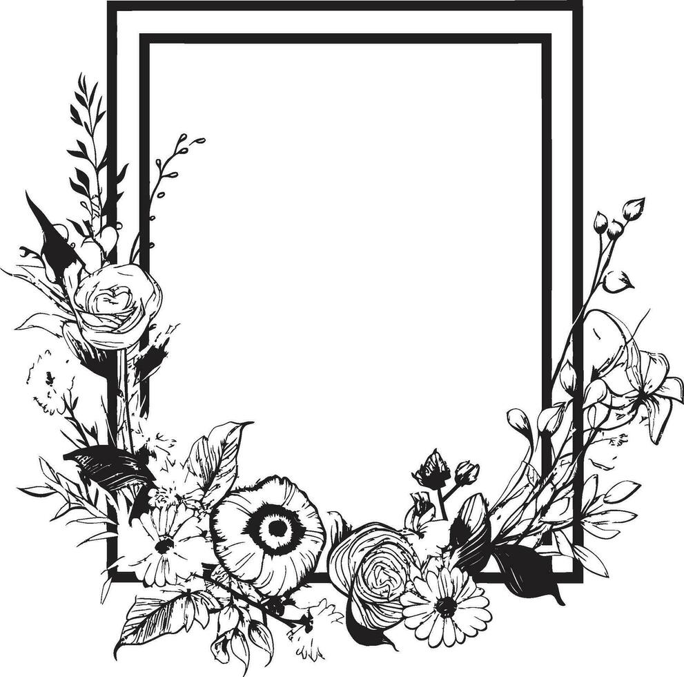 Clean Noir Petal Elegance Hand Drawn Icon Minimalistic Floral Abstraction Iconic Black Design vector