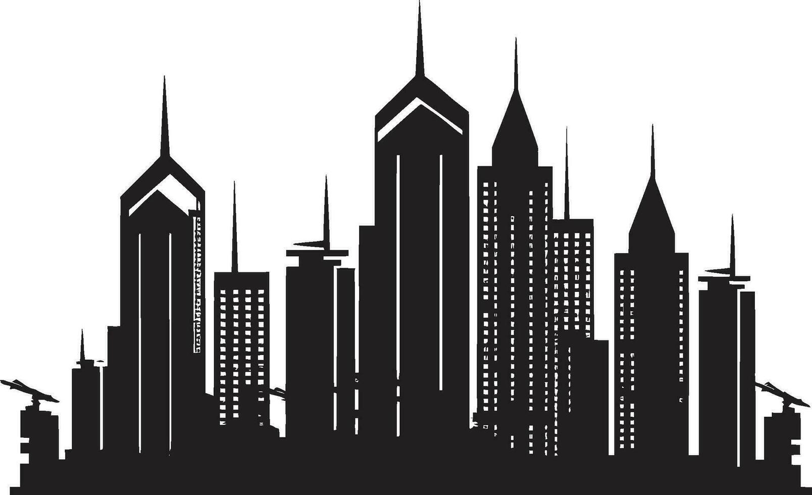 céntrico rascacielos contorno multipiso paisaje urbano vector logo ciudad multipiso impresión urbano vector logo diseño