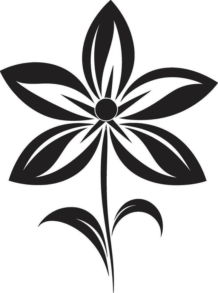 Modern Floral Sketch Black Single Emblem Artistic Bloom Detail Hand Rendered Vector Icon