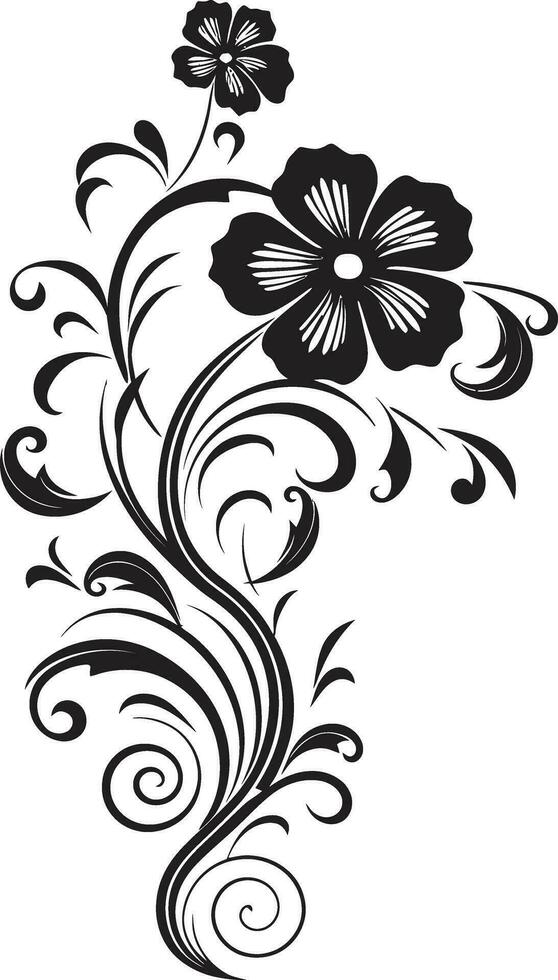 Dynamic Handcrafted Foliage Iconic Logo Symbol Graceful Floral Strokes Hand Drawn Vector Icon