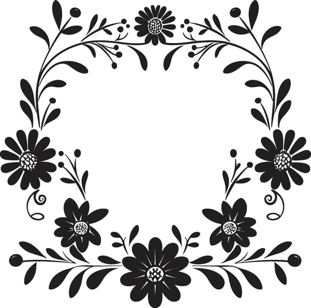 estructurado mosaico negro vector floral icono resumen floral armonía geométrico loseta diseño