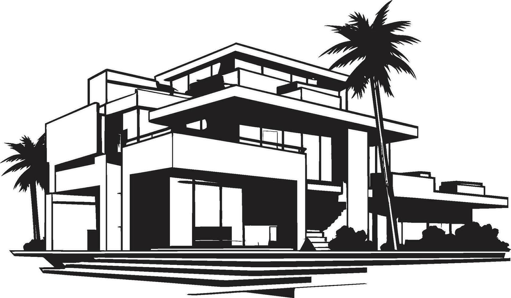 Elegant Residence Symbol Stylish House Idea Vector Icon Contemporary Abode Emblem Modern House Design Vector Icon