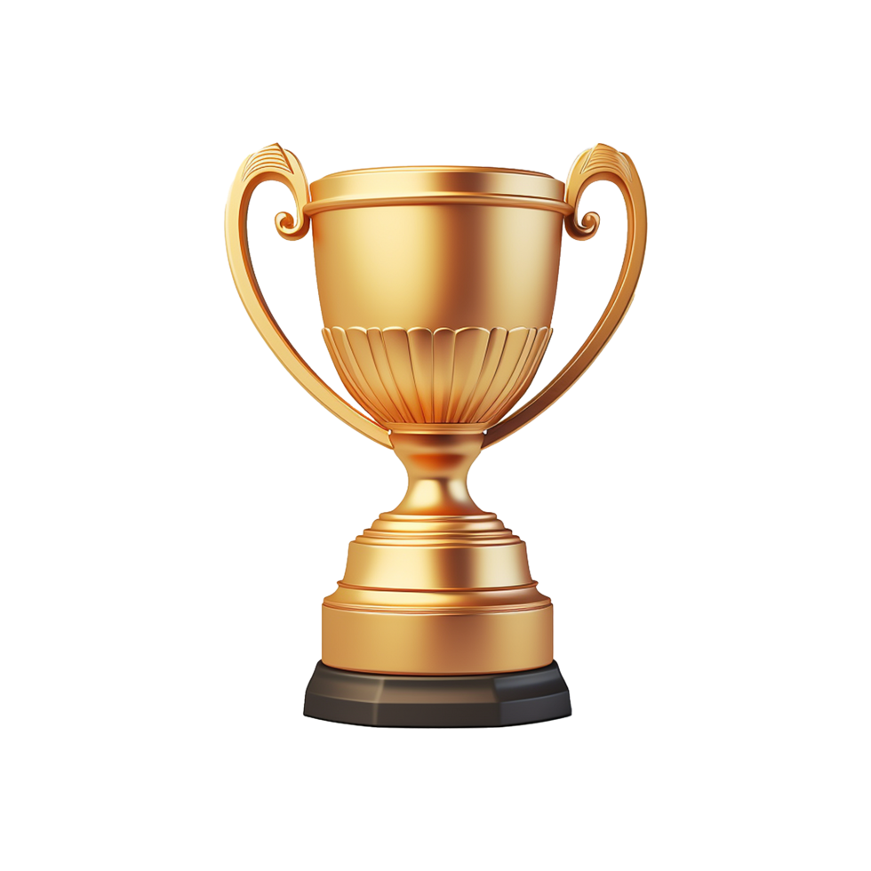 AI generated 3D cartoon trophy isolated on transparent background png