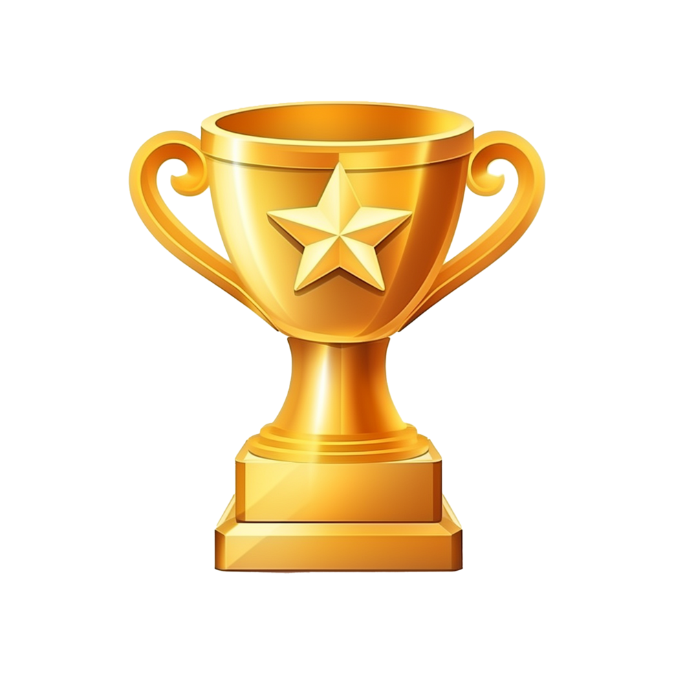 AI generated 3D cartoon trophy isolated on transparent background png