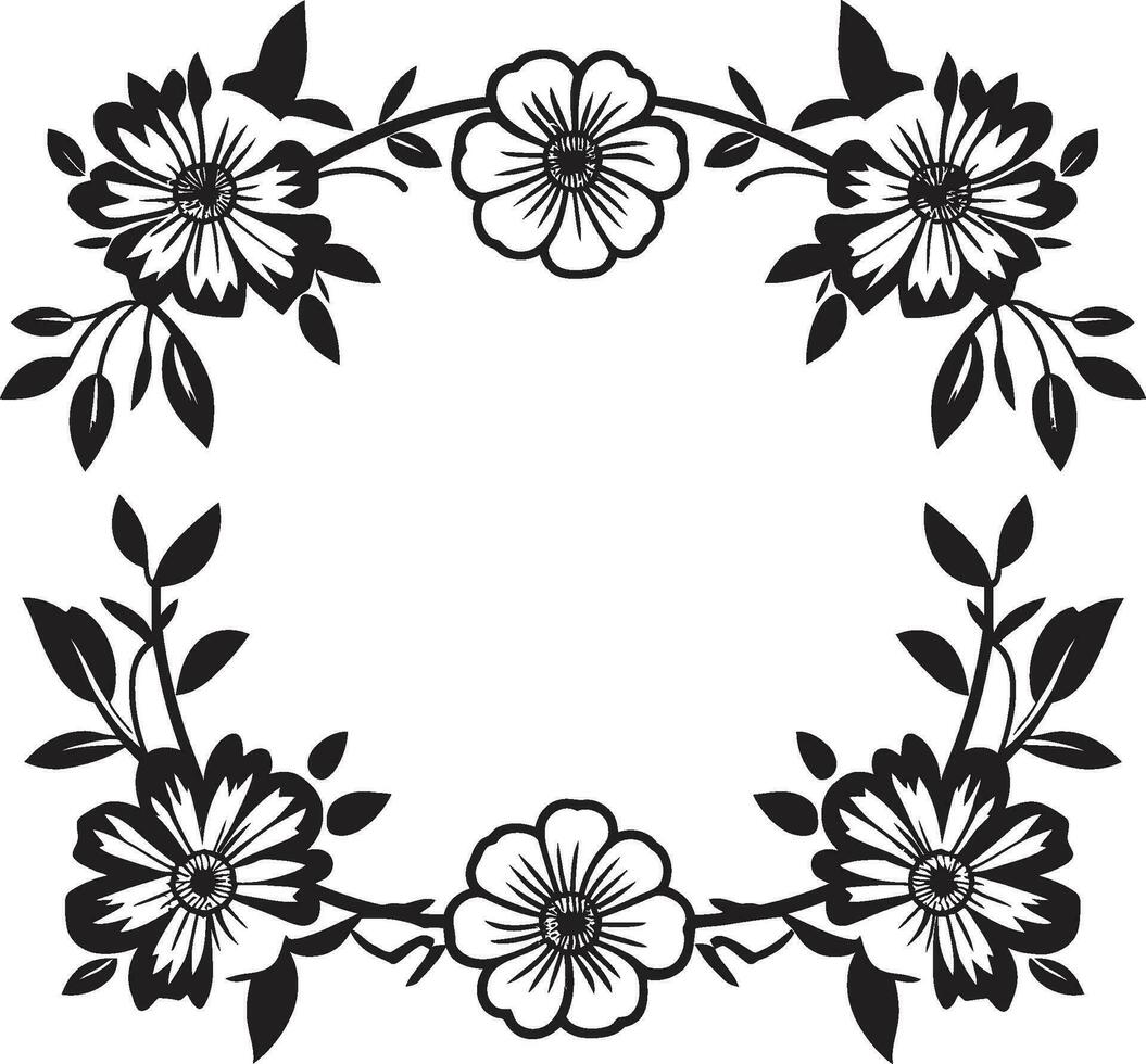 Elegance in Tiles Geometric Floral Icon Abstract Petal Patterns Black Logo with Florals vector