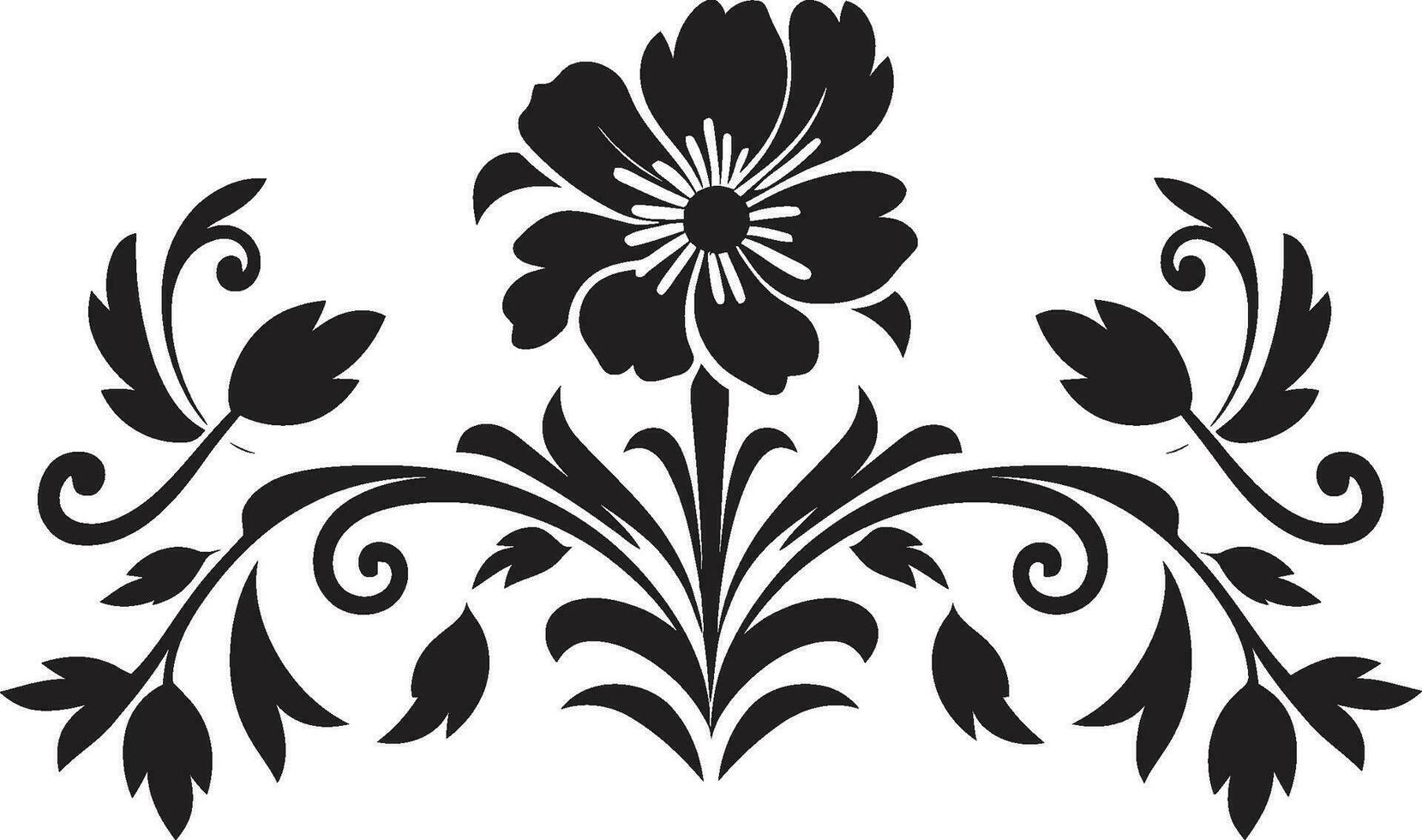 pétalo rejilla negro emblema diseño vectorizado floraciones geométrico floral logo vector