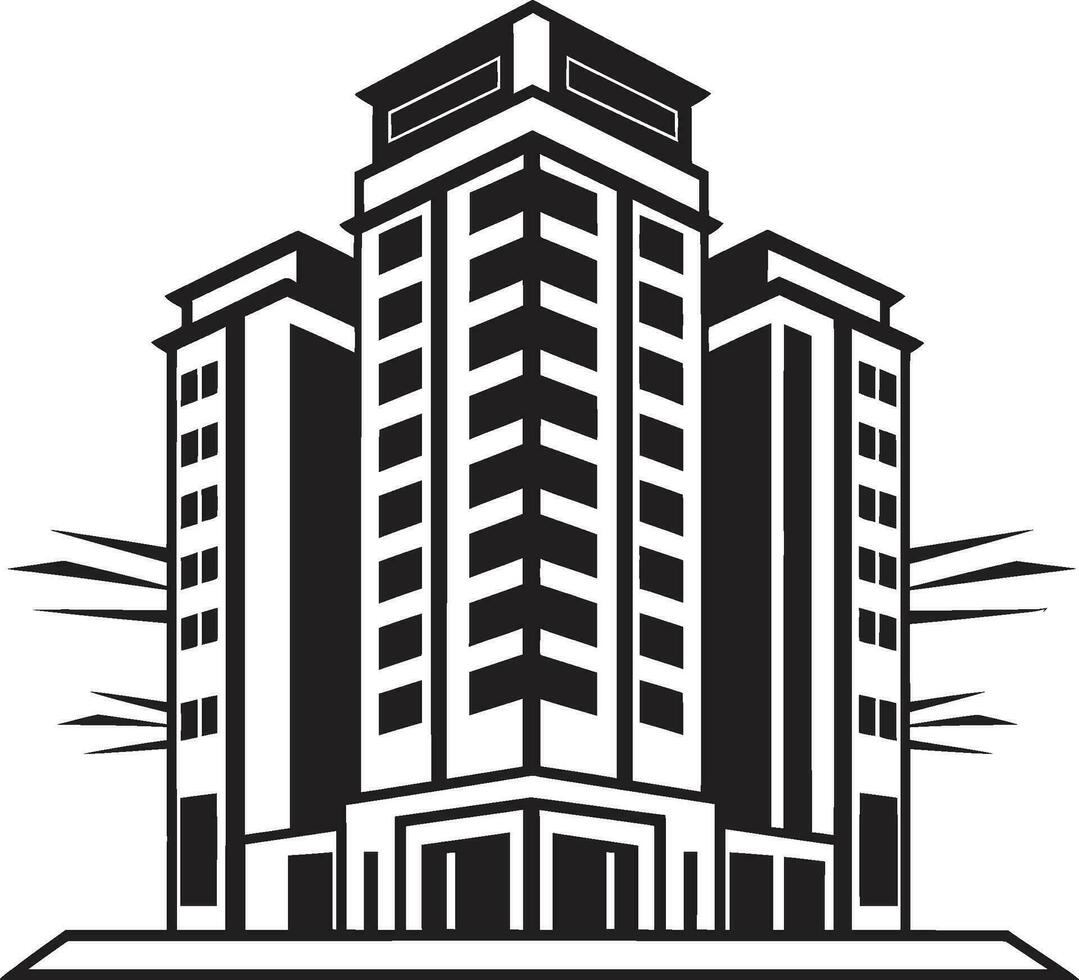 Urban Skylinescape Multiflore Building in Vector Logo Cityline Vista Multifloor Cityscape Emblem in Vector