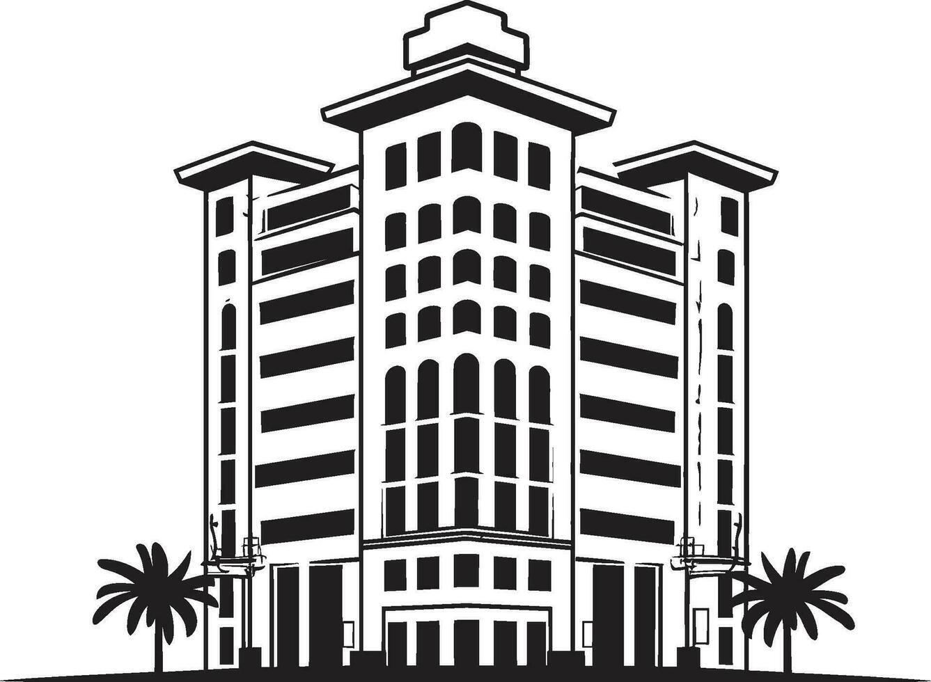 Metropolis Skylines Multifloral Urban Building Vector Icon Cityline Marvel Symphony Multifloor Cityscape Vector Logo