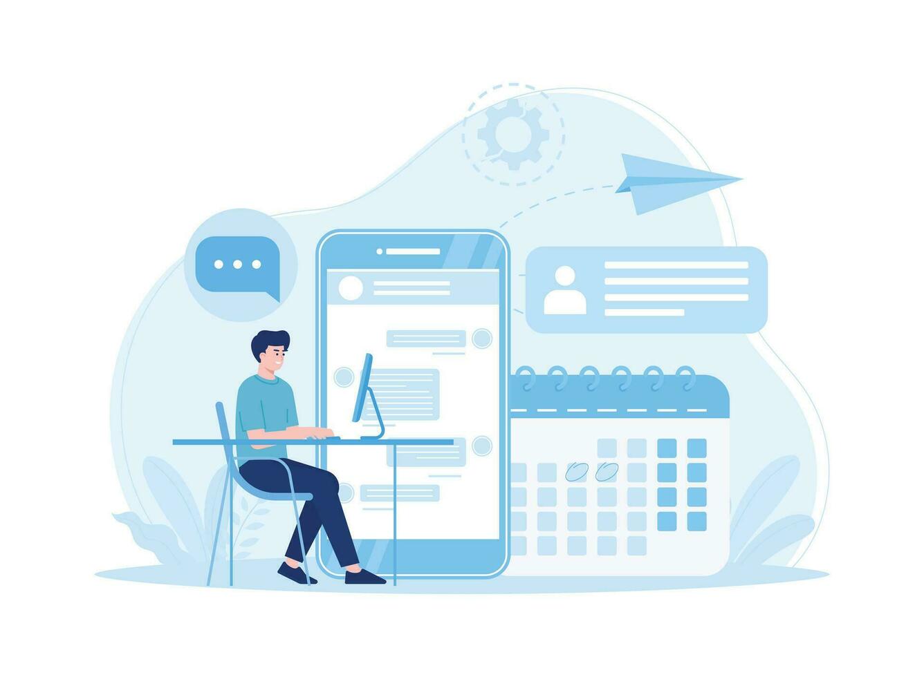 online service or customer support chat concept flat illustration vector