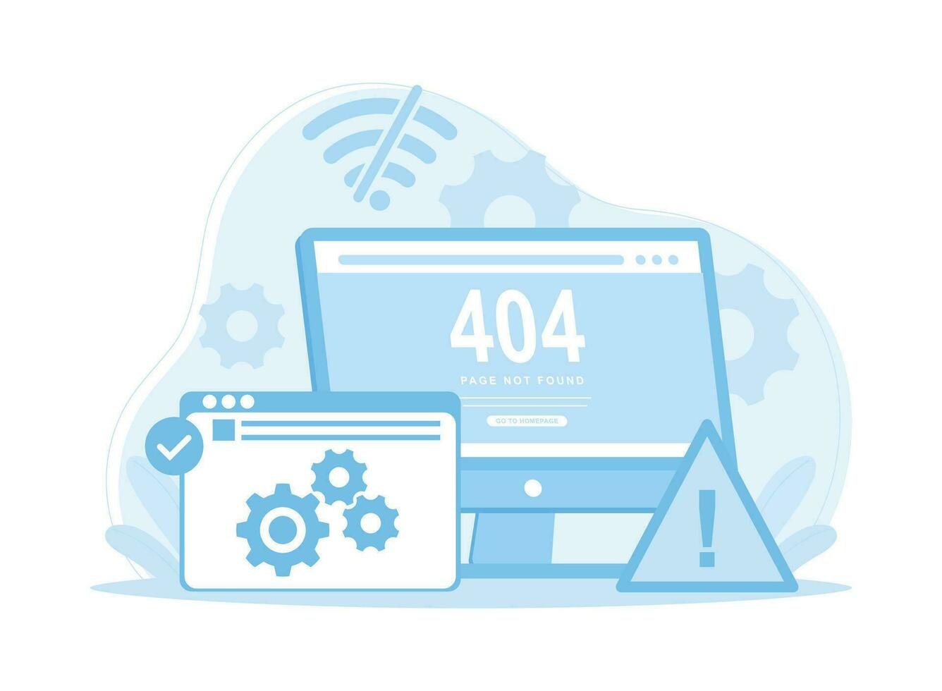 computadora pantalla error página 404 concepto plano ilustración vector