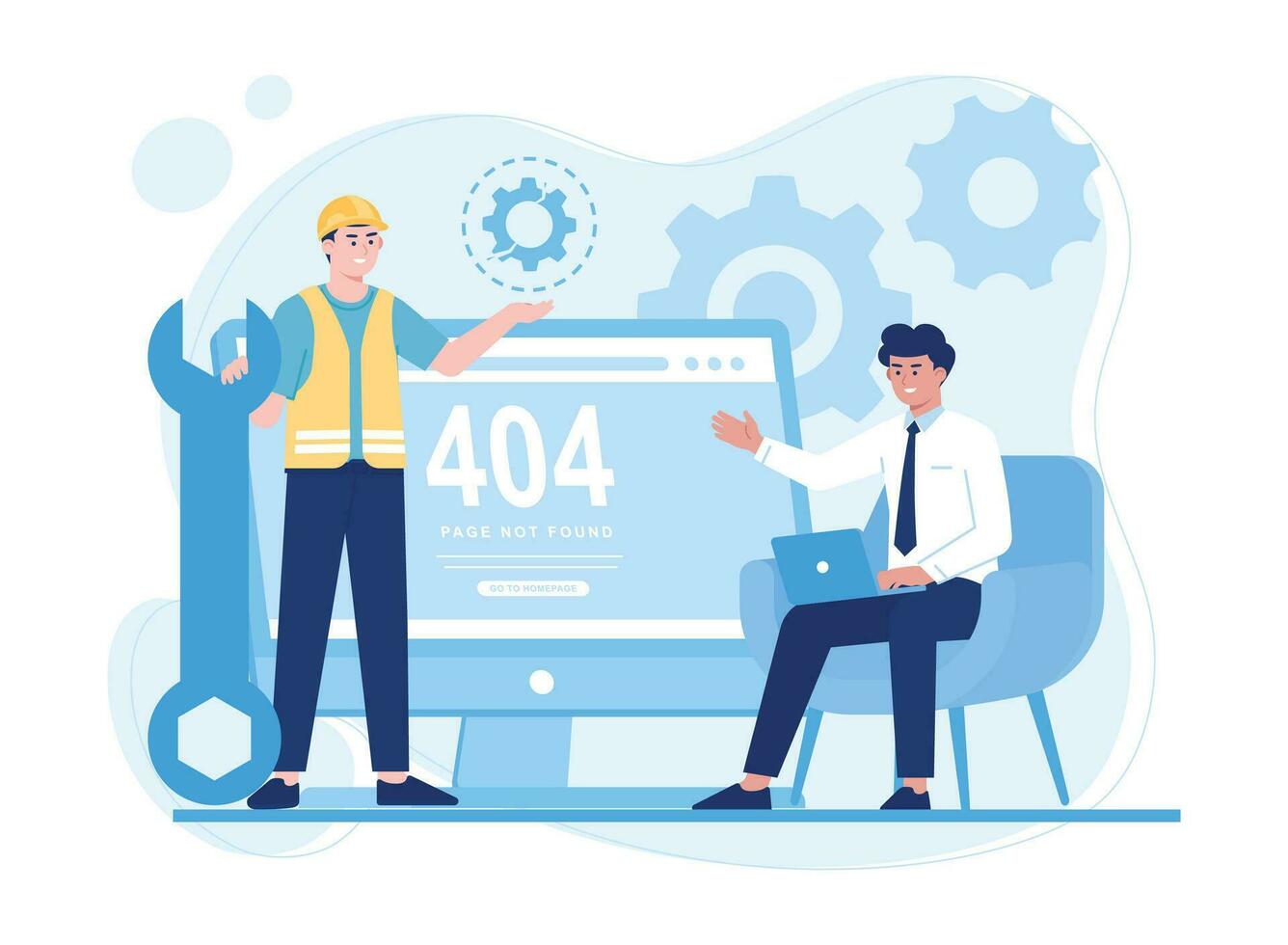 fix 404 error page design concept computer screen with error concept flat illustration vector