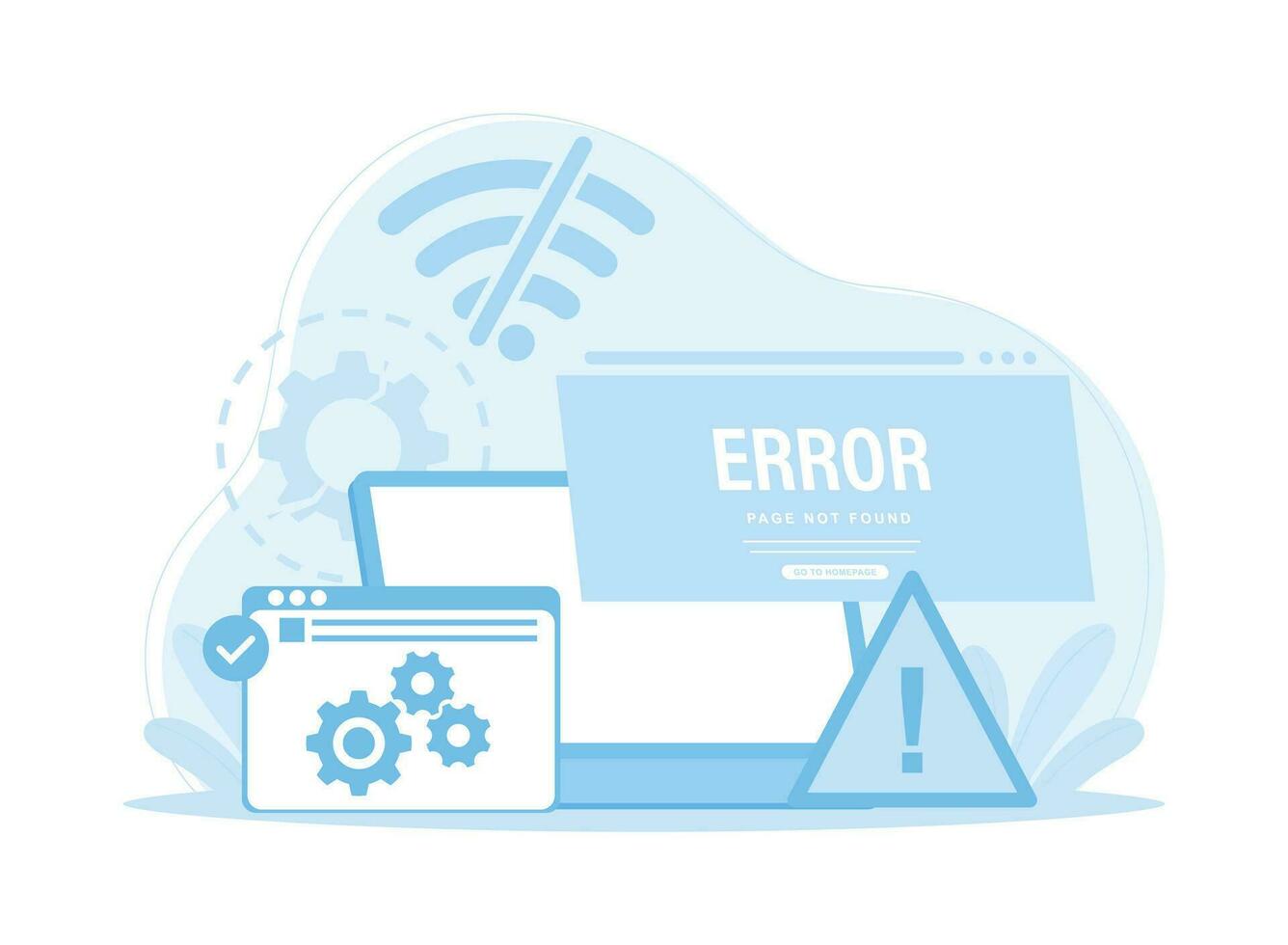 pantalla error página 404 concepto plano ilustración vector