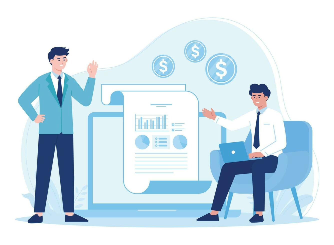 contract agreement between two business people concept flat illustration vector