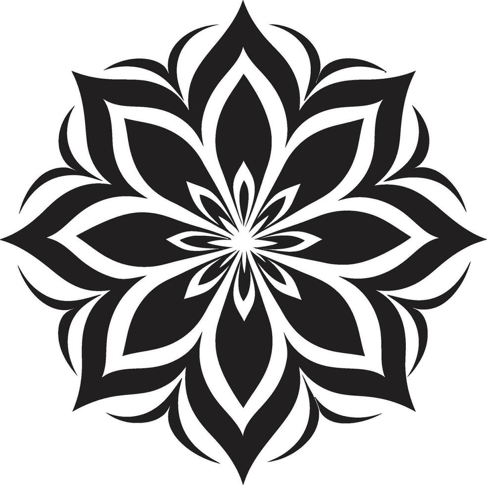 Simple Artistic Whirl Hand Rendered Vector Flower Graceful Floral Abstraction Single Black Icon