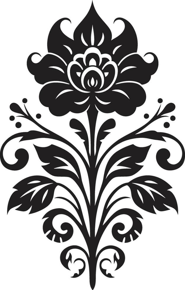 Folklore in Bloom Ethnic Floral Symbol Design Crafted Heritage Decorative Ethnic Floral Vector
