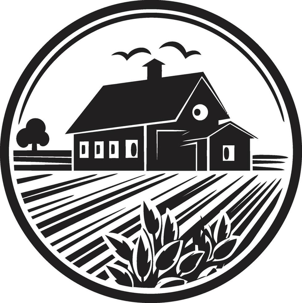 Agrarian Homestead Emblem Farmhouse Design Vector Icon Rustic Farm Abode Mark Farmers House Vector Logo