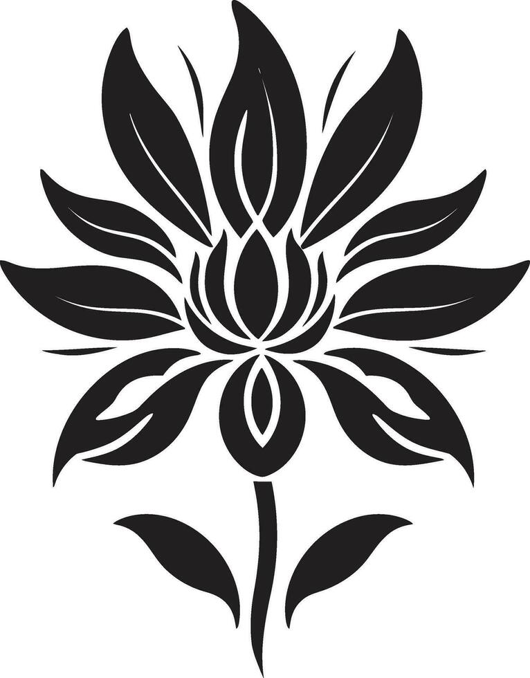 Elegant Botanical Sketch Simple Hand Drawn Icon Graceful Vector Bloom Minimalist Black Design
