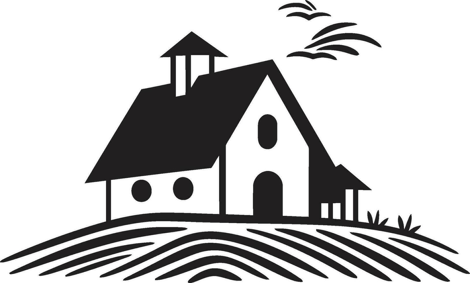 Rustic Homestead Symbol Farmhouse Vector Emblem Harvest Home Emblem Farmhouse Design Vector Icon
