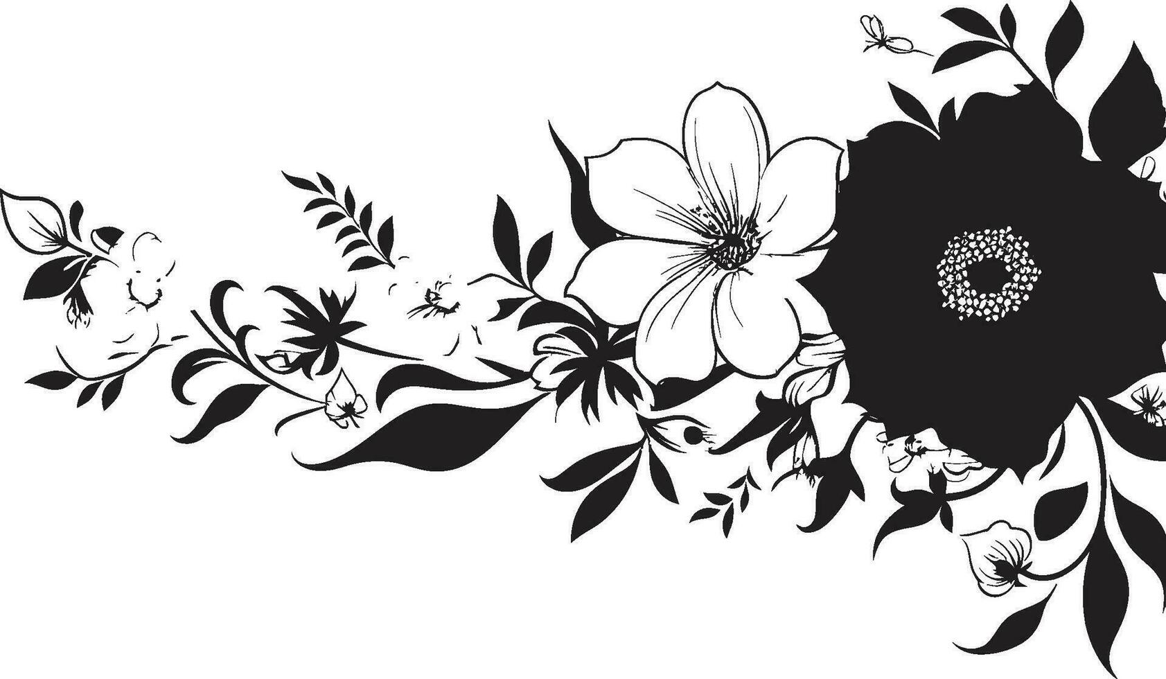 elegante entintado flora deleite noir emblemático vectores intrincado floral rollos negro logo decorativo elementos