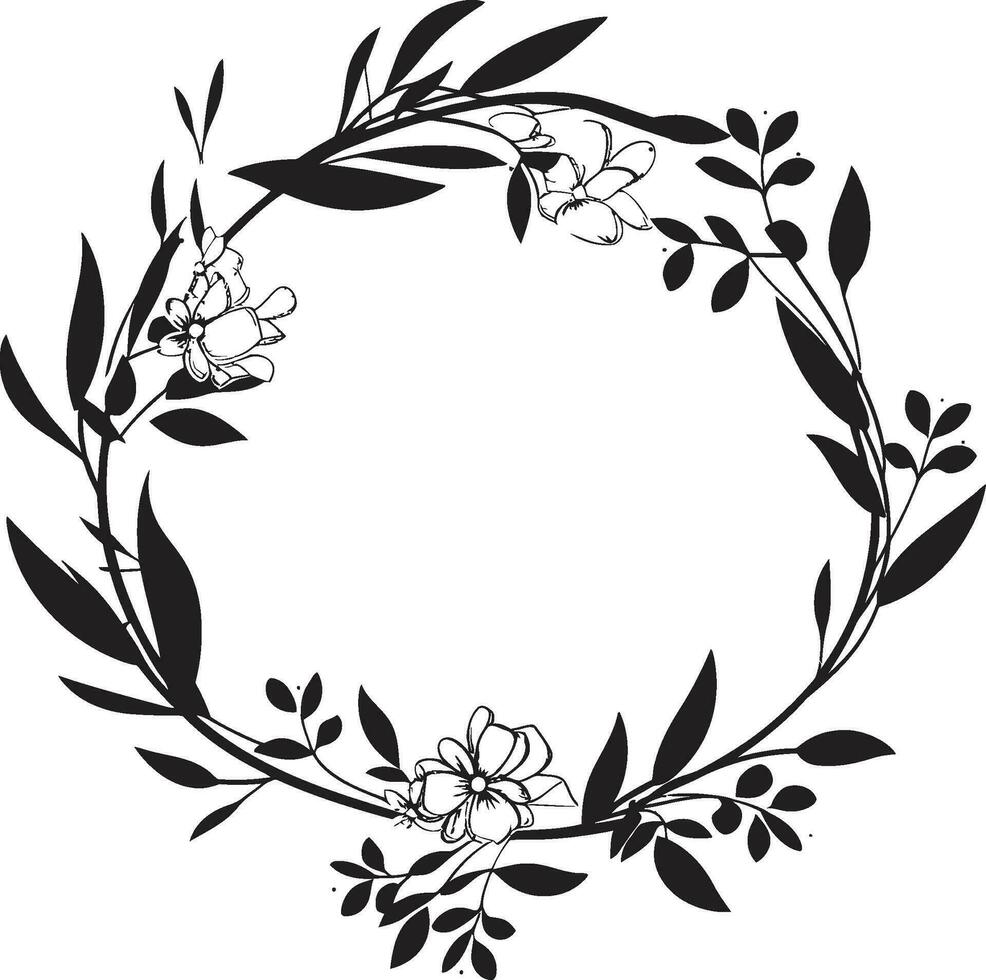 Chic Floral Harmony Decorative Frame Logo Serenade of Blossoms Bouquet Vector Icon Design