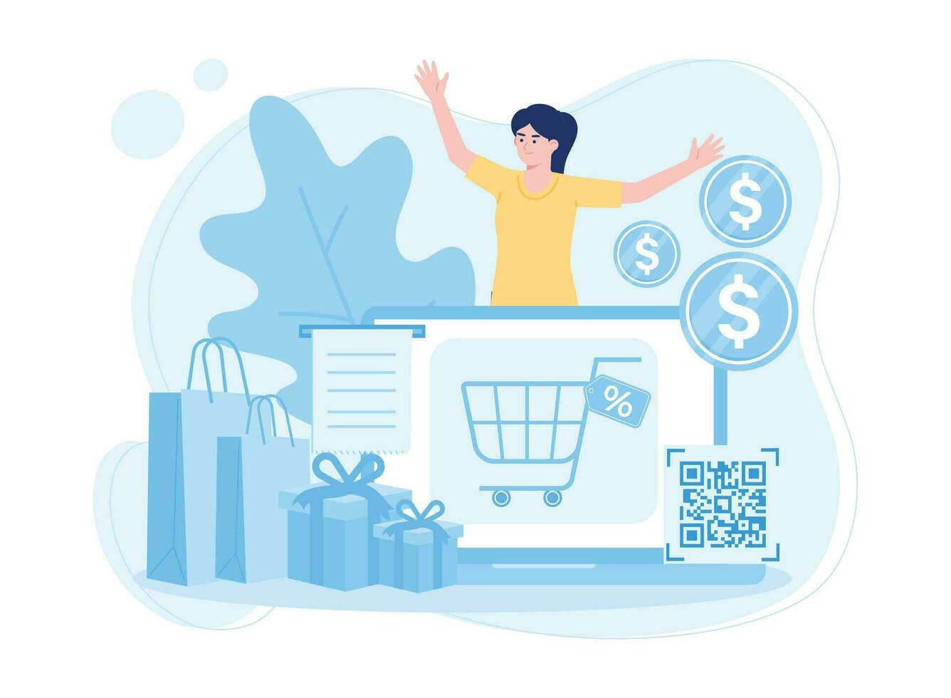 Regular customers or clients receive purchase bonuses  receive discounts and gifts concept flat illustration vector