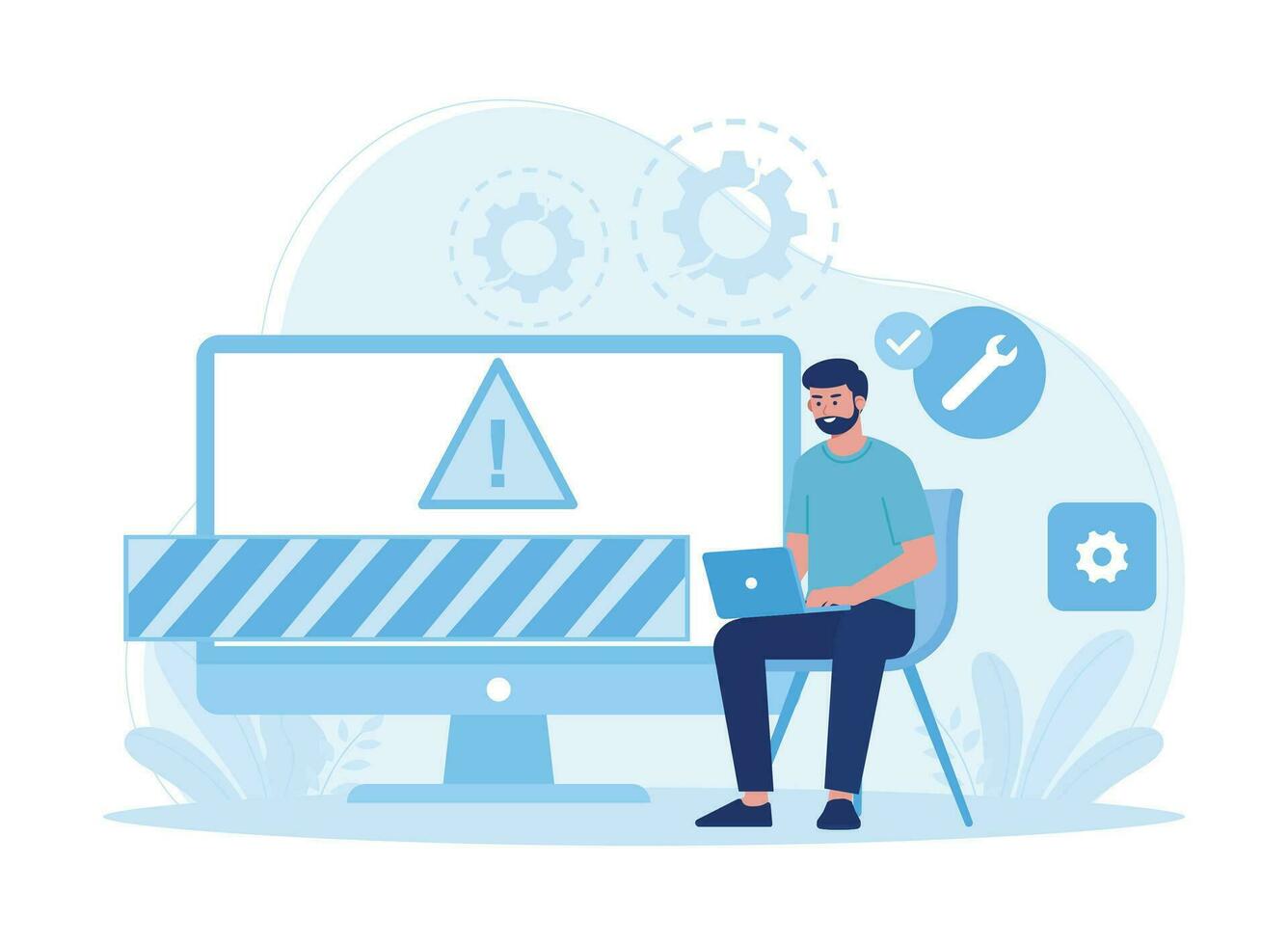 solving problems with computer errors concept flat illustration ...