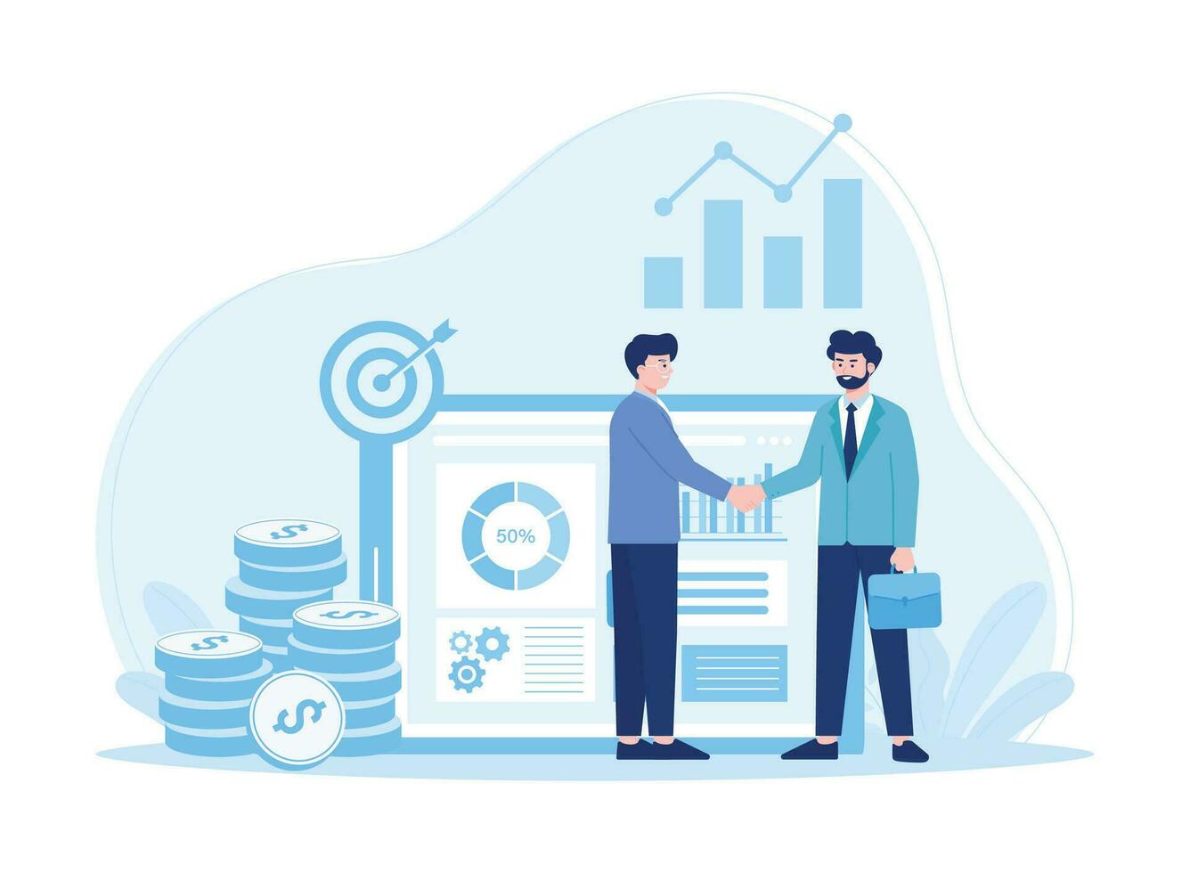people make money investment agreements concept flat illustration vector