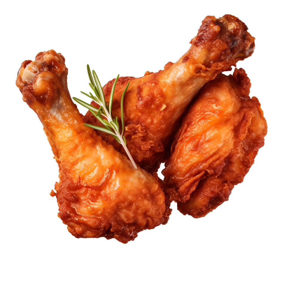 AI generated Fried chicken leg pieces png isolated on transparent background