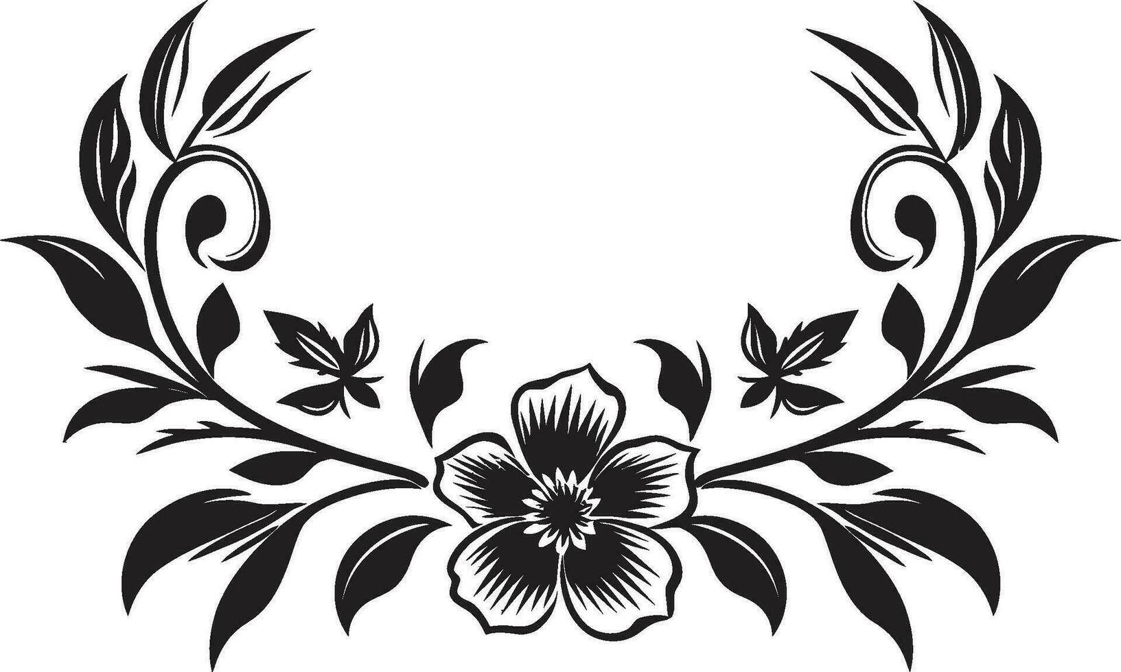 Ethereal Noir Blossom Chronicles Moody Hand Drawn Icons Monochrome Floral Harmony Noir Emblematic Designs vector