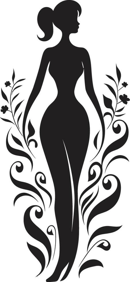 Artistic Blossom Essence Elegant Vector Face Minimalist Floral Radiance Black Woman Icon