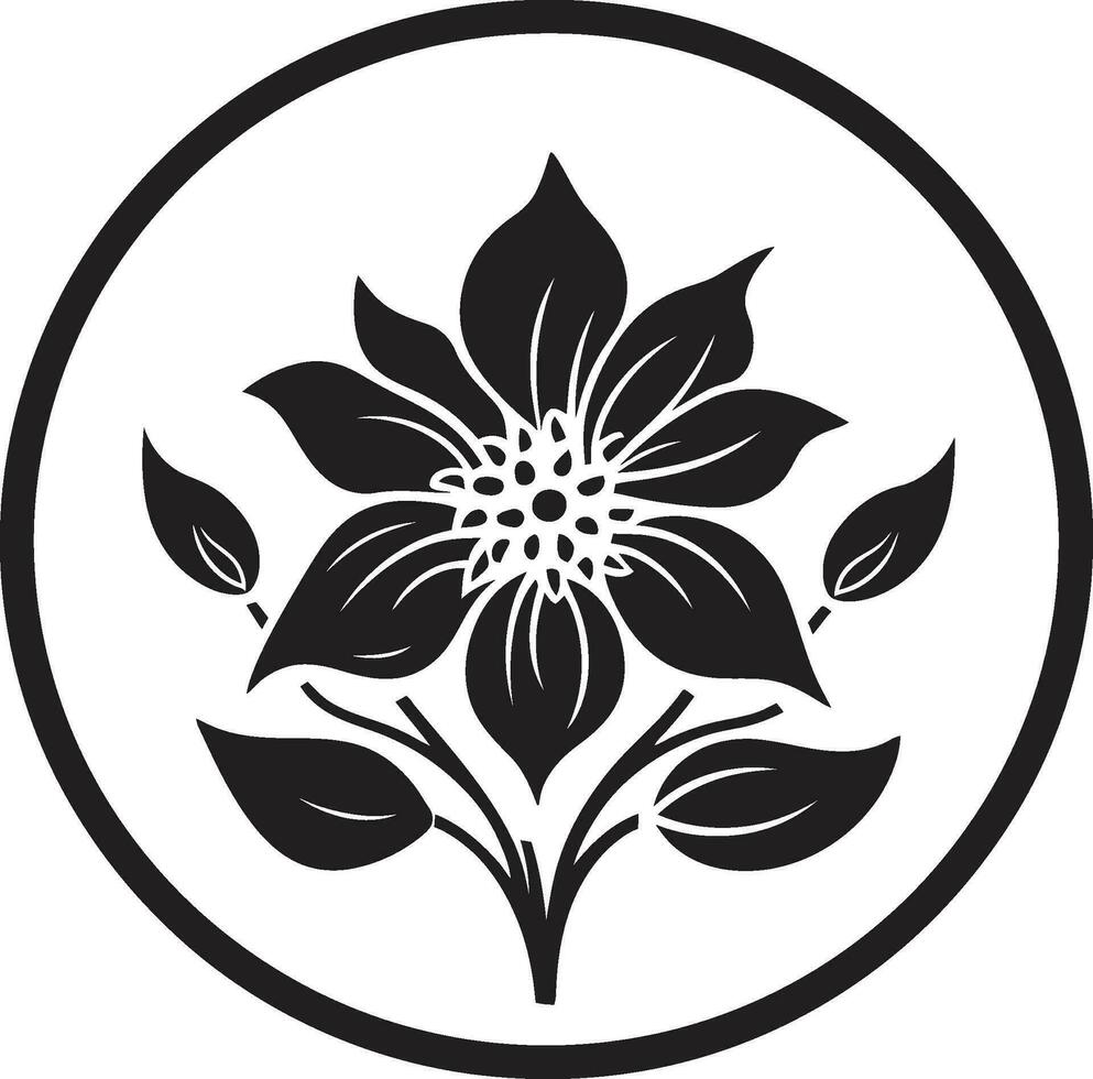 Whimsical Inked Flora Hand Drawn Floral Iconography Artistic Noir Garden Whirl Intricate Vector Logo Art