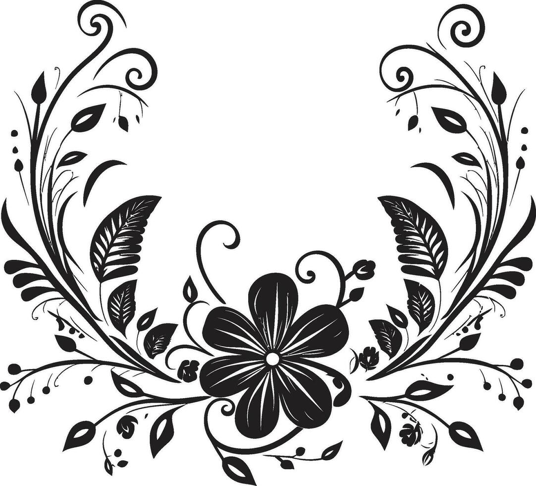 Whimsical Inked Flora Moody Black Iconic Chronicles Artistic Noir Gardenia Dreams Intricate Vector Sketches