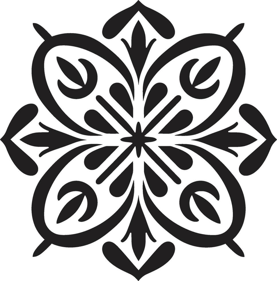 Flower Geometry Vector Tile Emblem Petal Harmony Black Floral Pattern