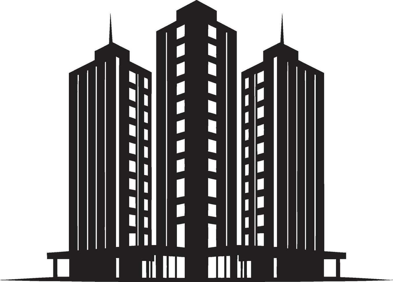 Skyline Dreamscape Multifloor Urban Vector Emblem City Vista Silhouettes Multiflore Building in Vector Icon