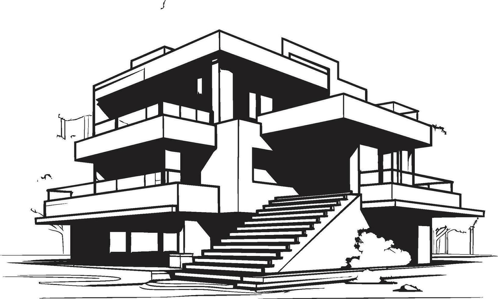 Three Story Serenity Icon of Architectural Opulence in Vector Art Trifold Apex Residency Emblem of Residential Elegance in Vector Design
