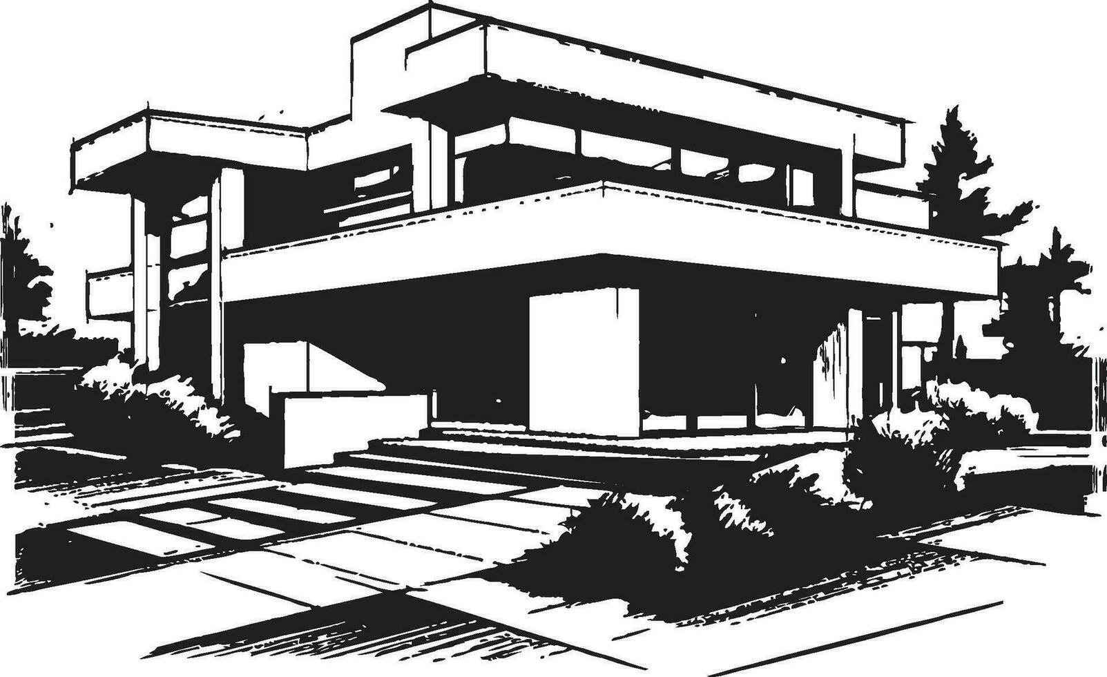 contemporáneo villa Plano icónico estructura en vector diseño moderno villa arquitectura emblemático vector icono de contemporáneo diseño