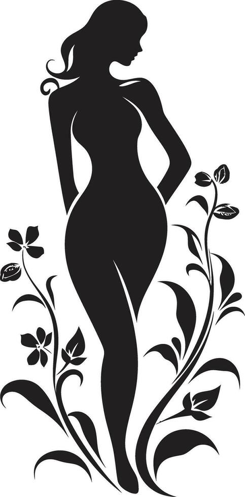 Sophisticated Bloom Aura Handcrafted Emblem Abstract Flora Fusion Black Artistic Face Emblem vector