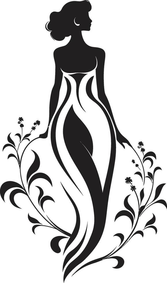 Sophisticated Bloom Aura Handcrafted Emblem Abstract Flora Fusion Black Artistic Face Emblem vector