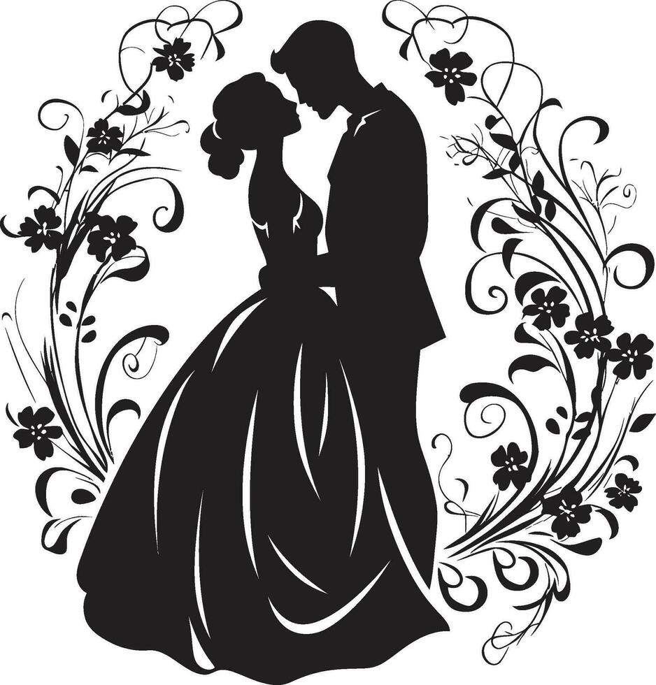 Enchanting Embrace Bride and Groom Picture Frame Graceful Unions Ornamental Bride and Groom Frame vector