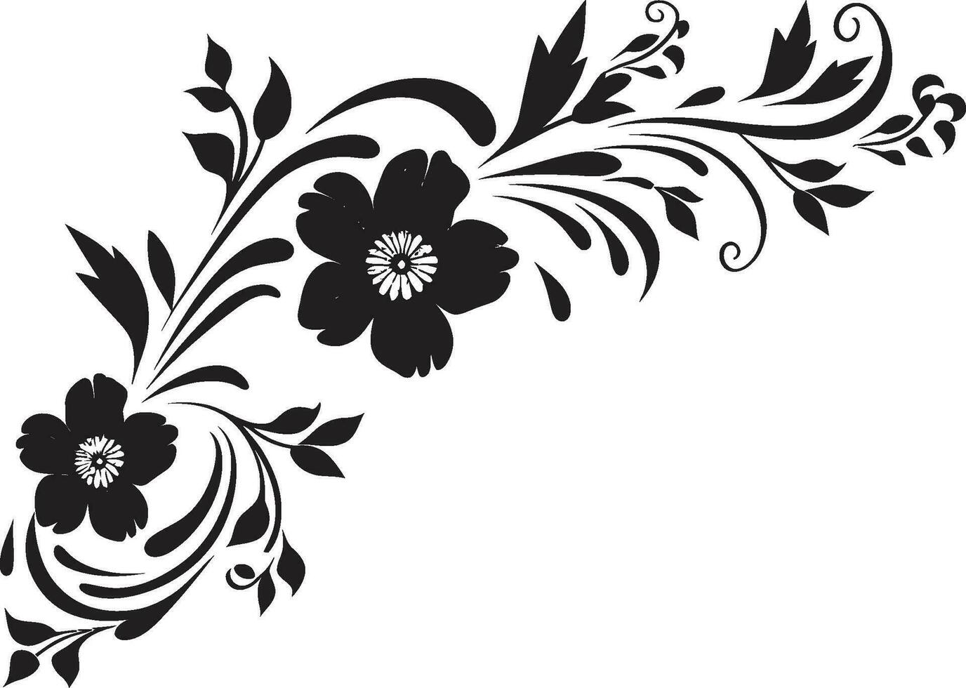 Noir Blossom Symphony Graphite Hand Drawn Logo Icons Whimsical Inked Flora Moody Floral Vector Chronicles
