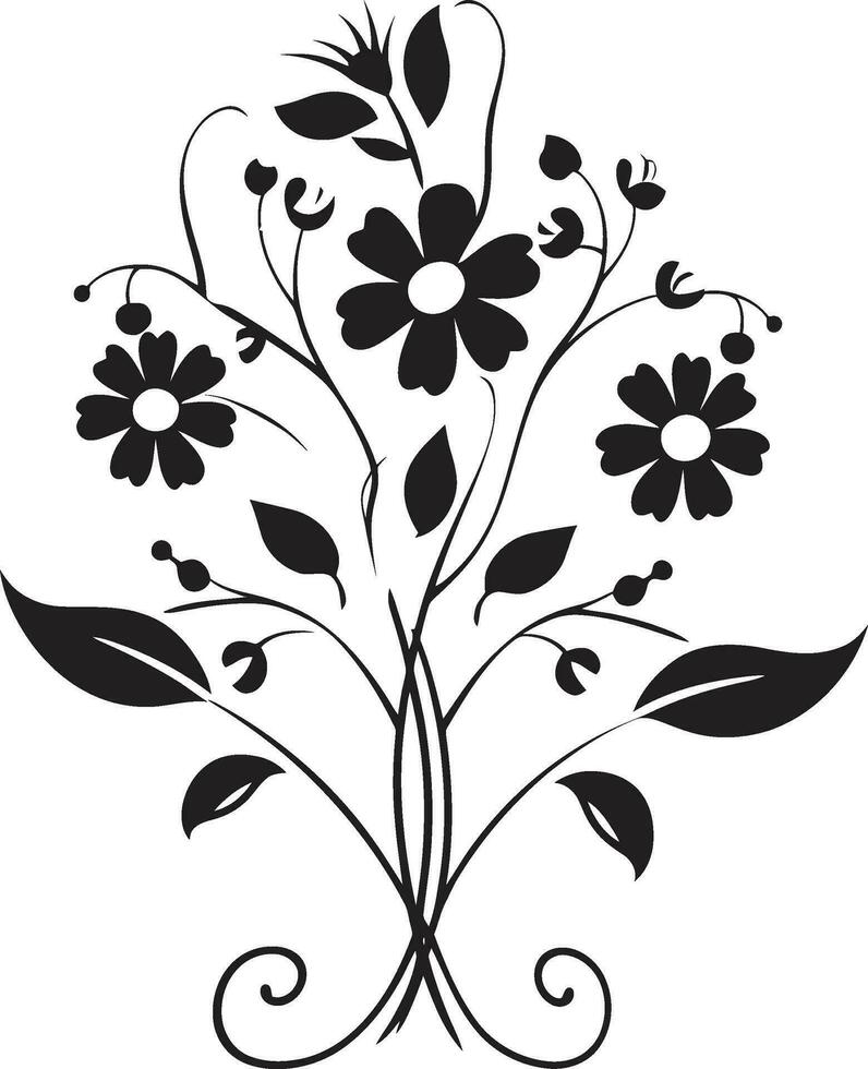 tinta noir botánico susurros negro floral emblema vectores noir floral sinfonía intrincado negro logo bocetos