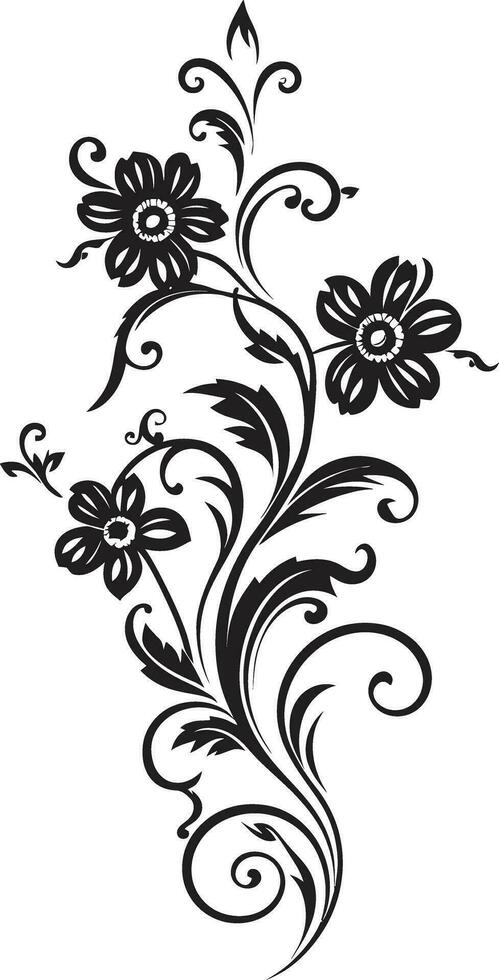 Artistic Vector Scrolls Black Icon Elegant Floral Intricacy Iconic Noir