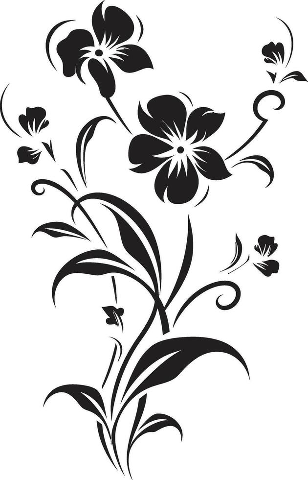 tinta noir jardín serenata noir mano dibujado florales noir pétalo Sueños hecho a mano vector logo íconos