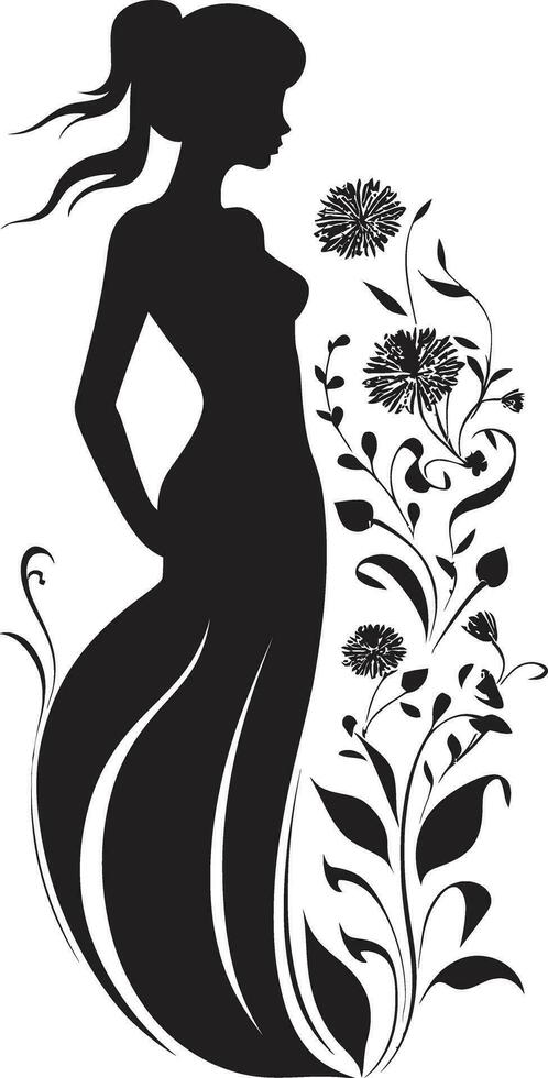 sofisticado floración elegancia hecho a mano vector resumen flora fusión negro artístico cuerpo emblema