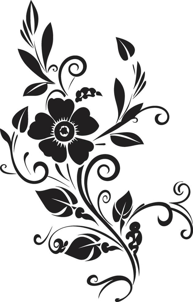elegante noir composición hecho a mano negro logo diseño elegante floral complejidades mano prestados vector icono